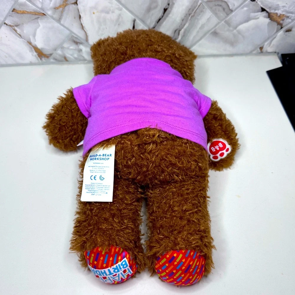 Build-A-Bear Happy Birthday Bear Stuffed Animal Plush Trolls‎ HBD Shirt BAB EUC